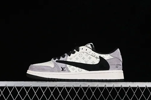 All categories Air Jordan Jordan series basketball shoes Air Jordan 1 Low high-end customized low-top sneakers Travis Scott x Fragment Design x Jordan Air Jordan 1 Low OG SP AJ1 Joe 1 LV gray black pig eight print low-top cultural casual sneakers SJ2068-101